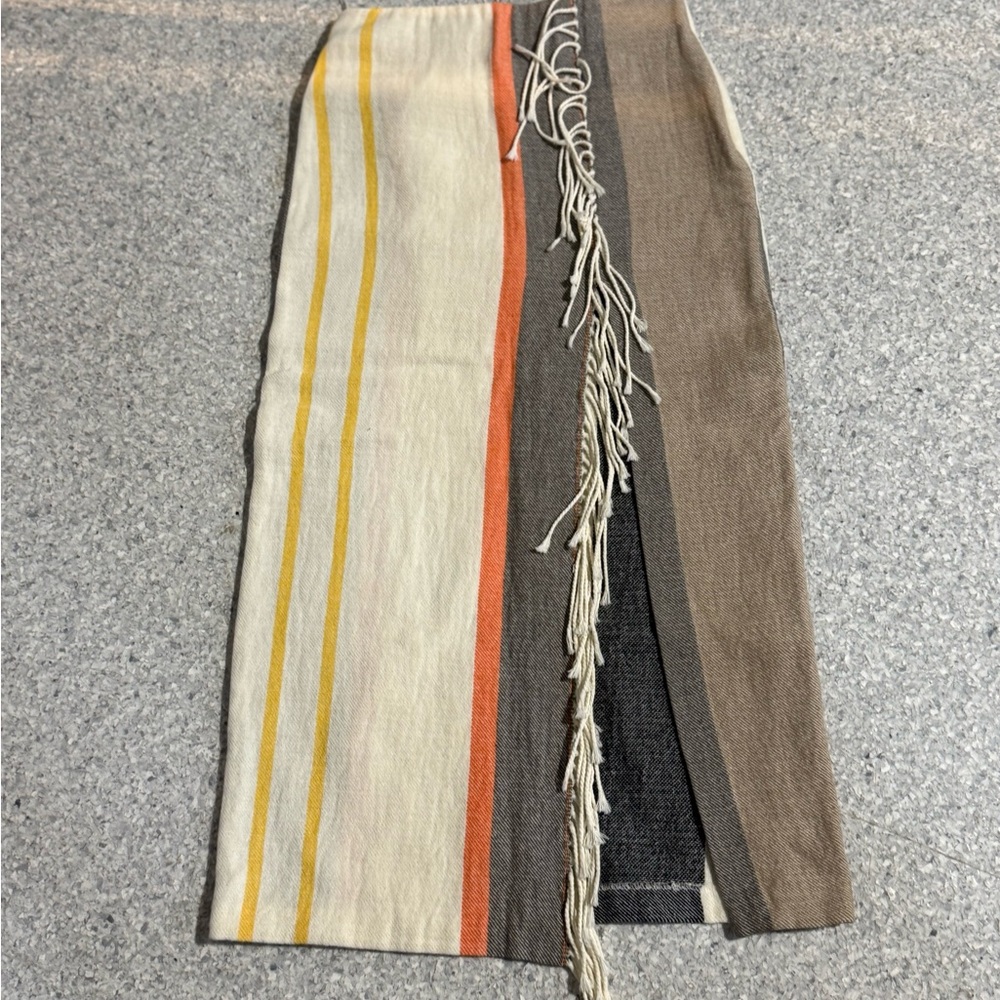 Zara Brown and Cream Asymmetrical Maxi Pencil Skirt